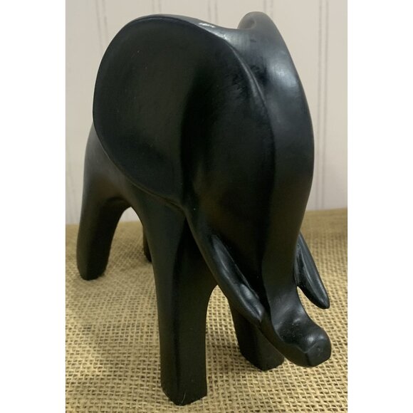 Black Wooden Rhino and Elephant Hand Carved Figurine or Paper Weight - Picture 13 of 16